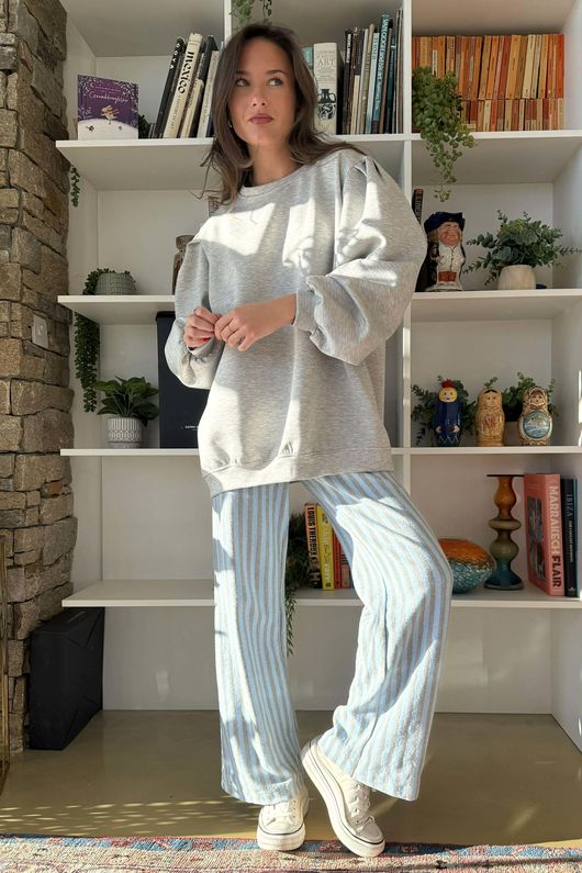 Nova Soft Tech Puff Sleeve Sweatshirt Grey Marl 